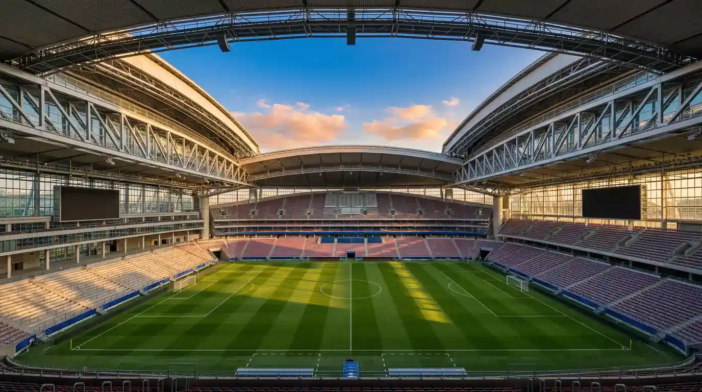 Champions League prijzengeld verdeling met beker en Europees stadion